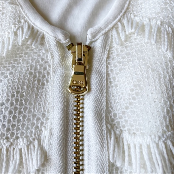Guess White Long Sleeve Scalloped Fringe Cocktail Dress 8 - Picture 7 of 7